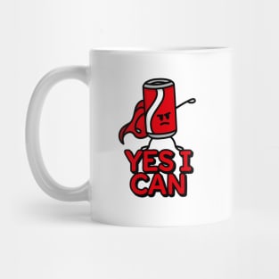 Yes I can, funny Super Hero & funny kids food puns Cola can Mug